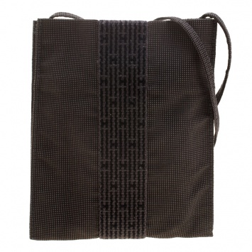 Pre Owned Hermes Herline Black Canvas Cross-body Pouch Pochette