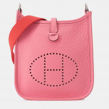 Pre Owned Hermes Evelyne TPM Rose Azalee Taurillon Clemence Leather Crossbody Bag