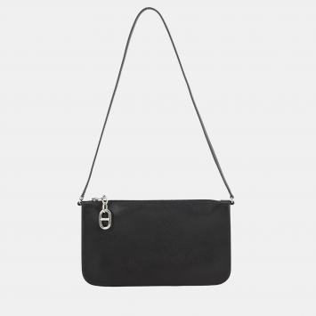 مملوكة مسبقًا Hermes Zip Ango Chaine D'Ancre PM Black Evergrain Calfskin Leather Shoulder Bag