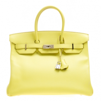 Pre Owned Hermes Soufre Epsom Leather Palladium Hardware Birkin 35 Bag