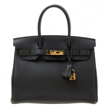 Pre Owned Hermes Black Togo Leather Gold Hardware Birkin 30 Bag