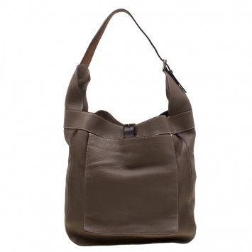 Pre Owned Hermes Etoupe Clemence Leather Palladium Hardware Marwari GM Bag