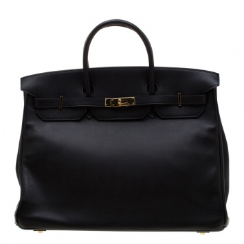 مملوكة مسبقًا Hermes Black Swift Leather Gold Hardware Birkin 40 Bag