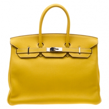 Pre Owned Hermes Cumin Chevre Mysore Leather Palladium Hardware Birkin 35 Bag
