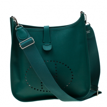 Pre Owned Hermes Vert Vertigo Epsom Leather Evelyne III GM Bag