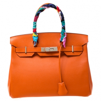 Pre Owned Hermes Feu Epsom Leather Palladium Hardware Birkin 30 Bag