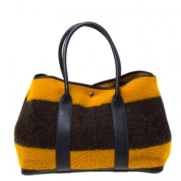 Pre Owned Hermes Tri Color Rocabar and Leather Garden Party 36 Bag