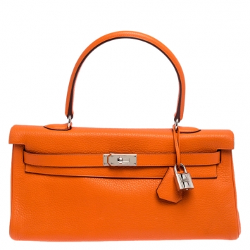 Pre Owned Hermes Bougainvillier Clemence Leather Palladium Hardware Shoulder Kelly 40 Bag