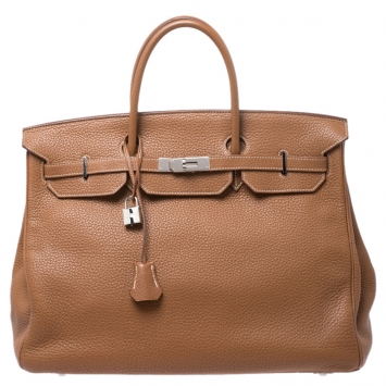 Pre Owned Hermes Gold Clemence Leather Palladium Hardware Birkin 40 Bag