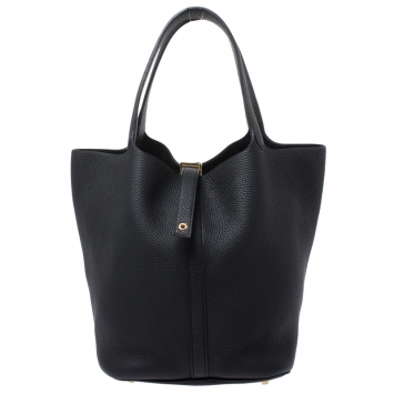 Pre Owned Hermes Black Togo Leather Gold Hardware Picotin GM Bag