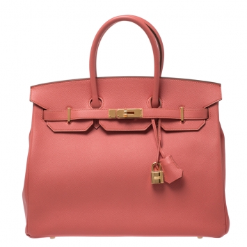 Pre Owned Hermes Flamingo Epsom Leather Gold Hardware Birkin 35 Bag