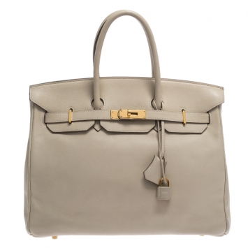 Pre Owned Hermes Beton Swift Leather Gold Hardware Birkin 35 Bag