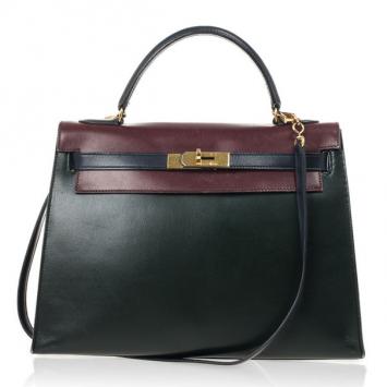 مملوكة مسبقًا Hermes Vintage Tricolor Box Calf Kelly 32