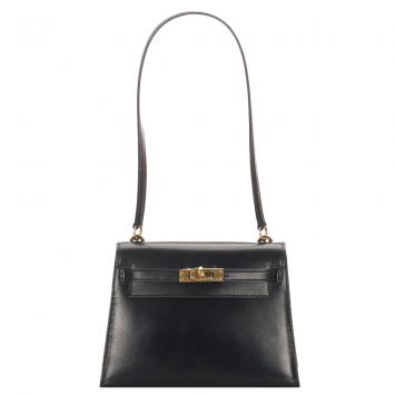 Pre Owned Hermes Black Calf Leather Gold Hardware Mini Box Kelly 20 Bag