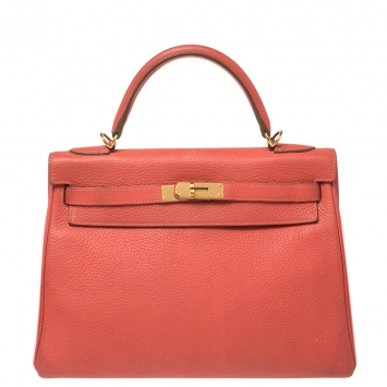 مملوكة مسبقًا Hermes Rose Jaipur Clemence Leather Gold Hardware Kelly Retourne 32 Bag