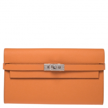 Pre Owned Hermes Feu Epsom Leather Kelly Wallet 