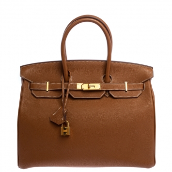 Pre Owned Hermes Brown Togo Leather Gold Hardware Birkin 35 Bag