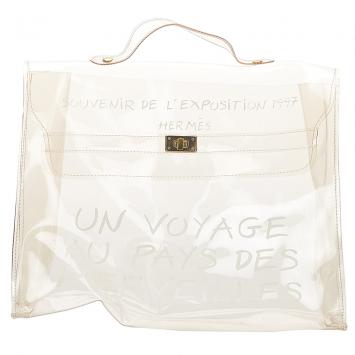 Pre Owned Hermes White Vinyl  Kelly Tote Bag