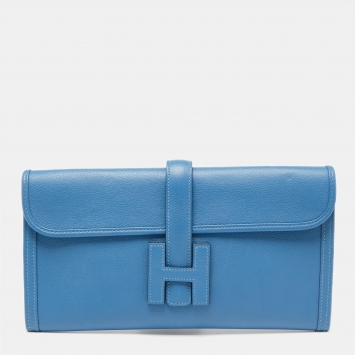Pre Owned Hermès Bleu Agate Evercolor Leather Elan Jige 29 Clutch