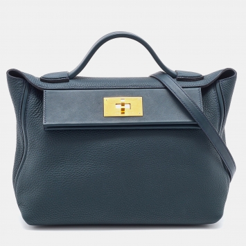 Pre Owned Hermes Vert Cypress Togo and Swift Leather Gold Finish 24/24 29 Bag