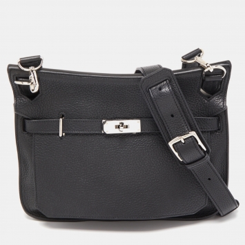 Pre Owned Hermes Black Taurillon Clemence Leather Palladium Finish Jypsiere 28 Bag