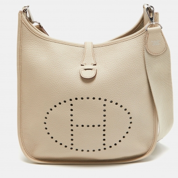 Pre Owned Hermes Parchemin Taurillon Clemence Leather Evelyne III PM Bag