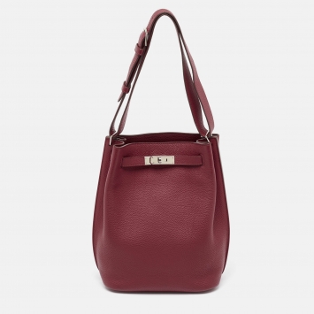 Pre Owned Hermès Rouge Grenat Togo Leather So Kelly 22 Bag