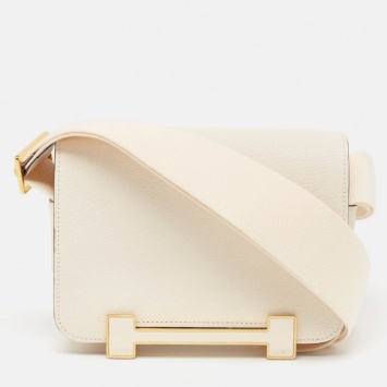 Pre Owned Hermes Nata Chevre Mysore Leather Gold Finish Geta Bag