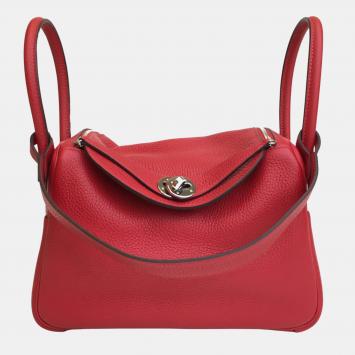 Pre Owned Hermes Rouge De Coeur Clemence Lindy 26 Handbag