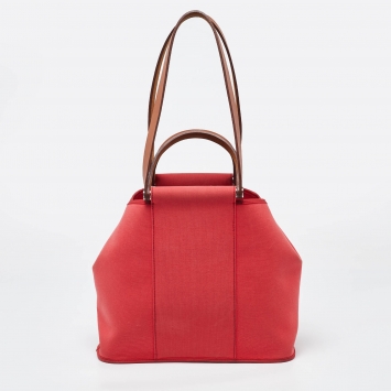 Pre Owned Hermes Rose Candy Toile Canvas Cabag Elan Tote