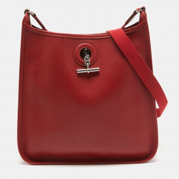 Pre Owned Hermes Rouge Vif Epsom Leather Vespa PM Bag
