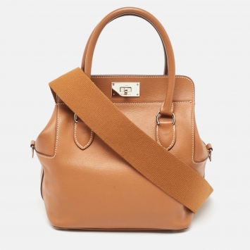 مملوكة مسبقًا Hermes Gold Evercolor Leather Palladium Finish Toolbox 20 Bag