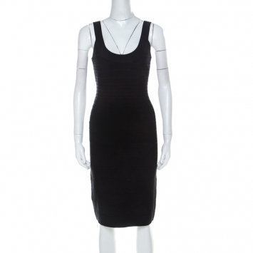 Pre Owned Herve Leger Black Sleeveless Lulu Bandage Dress S