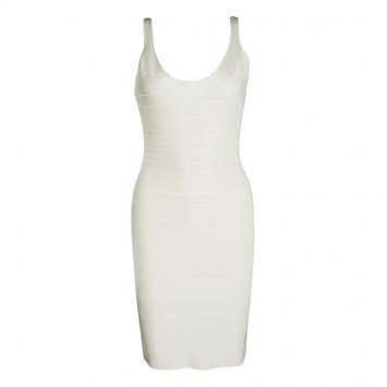 Pre Owned Herve Leger Papyrus Sleeveless Signature Sydney Bandage Dress M