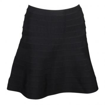 Pre Owned Herve Leger Black Flared Bandage Mini Skirt M