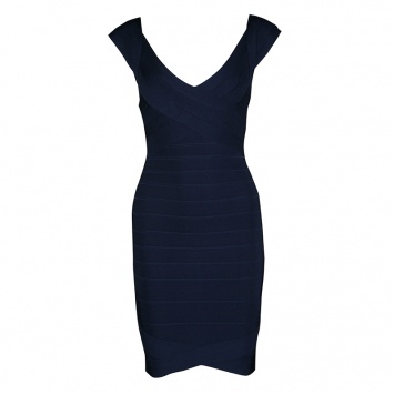 Pre Owned Herve Leger Pacific Blue Sleeveless Nanette Bandage Dress S