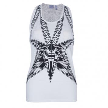 Pre Owned Herve Leger Inna White Print Racerback Tank Top S