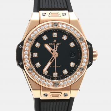 Pre Owned Hublot Big Bang Diamond Automatic Rose Gold Titanium Women's Wristwatch 33 mm