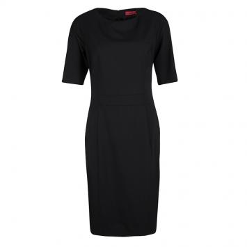 Pre Owned Hugo by Hugo Boss Black Wool Short Sleeve Koletta Dress S