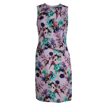 Pre Owned Hugo By Hugo Boss Multicolored Silk Floral Printed Sleeveless Kalinka Dress S