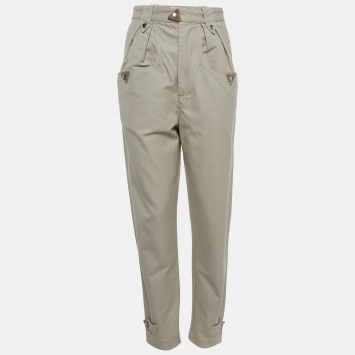 Pre Owned Isabel Marant Etoile Beige Cotton High Rise Trousers S