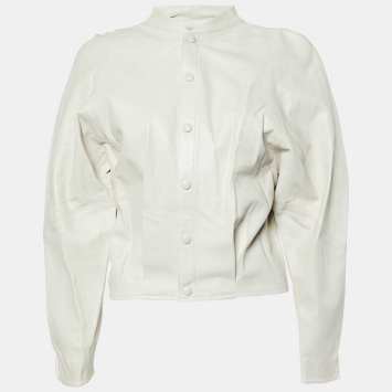 Pre Owned  Isabel Marant Beige Leather Buttoned Front Jacket S