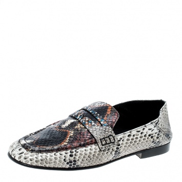 Pre Owned Isabel Marant Multicolor Python Embossed Leather Fezzy Penny Loafers Size 37