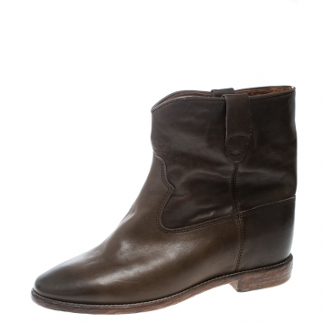 Pre Owned Isabel Marant Brown Leather Cluster Ankle Boots Size 41