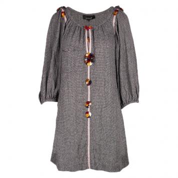 Pre Owned Isabel Marant Grey Floral Detail Long Sleeve Dress S