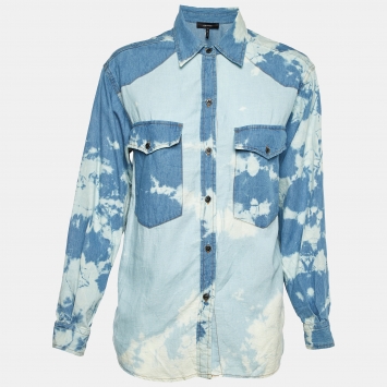 Isabel Marant Blue Tie-Dye Print Denim Button Front Shirt M