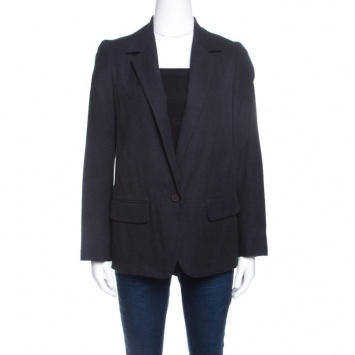 Pre Owned Isabel Marant Etoile Dark Grey Herringbone Weave Blazer M
