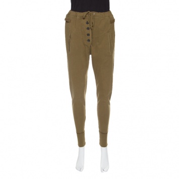 Pre Owned Isabel Marant Etoile Khaki Green Distressed Hem Jogger Pants M