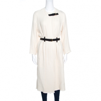Pre Owned Isabel Marant Cream Cotton Glasco Structured Quilted Long Coat S