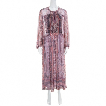 Pre Owned Isabel Marant Paisley Printed Sheer Silk Gauze Samuel Midi Dress M
